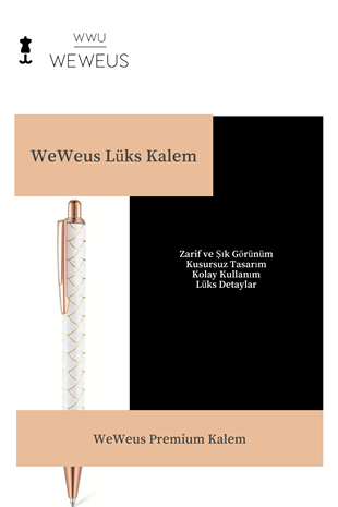WeWeus Beyaz Rose Detaylı Desen Şekil Lüks Tükenmez Kalem