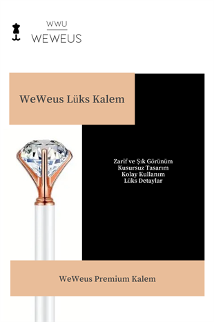 WeWeus Beyaz Rose Detaylı Kristal Şekil Lüks Tükenmez Kalem
