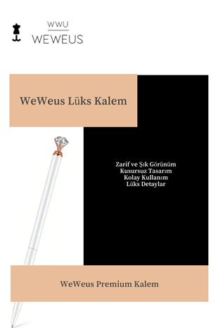 WeWeus Beyaz Rose Detaylı Mini Kristal Şekil Lüks Tükenmez Kalem
