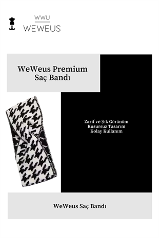 WeWeus Beyaz Siyah Kışlık Premium Kadın Saç Bandı