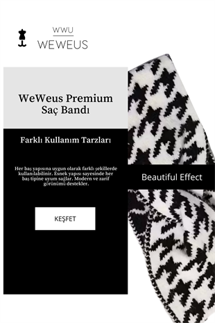WeWeus Beyaz Siyah Kışlık Premium Kadın Saç Bandı