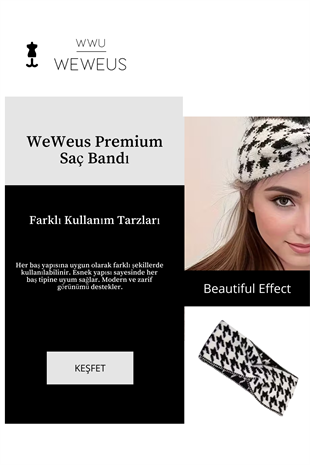 WeWeus Beyaz Siyah Kışlık Premium Kadın Saç Bandı