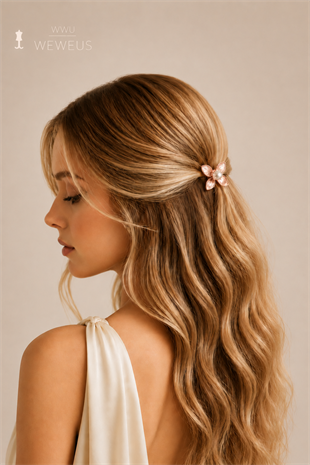 WeWeus Çiçek İncili Rose Metal Mini Premium Mandal Toka