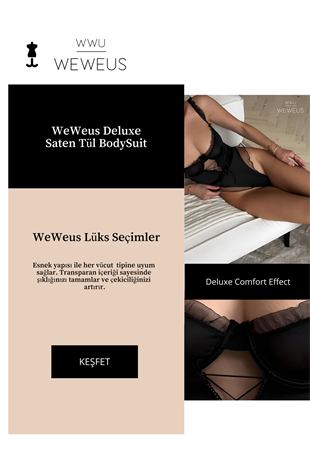 WeWeus Deluxe Siyah Saten Tül Fantezi BodySuit