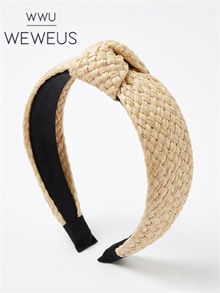 Weweus Düğüm Detaylı Krem Hasır Taç