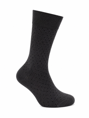 Weweus Erkek Bambu Puantiyeli Uzun Çorap 975 Füme-Siyah