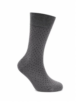 Weweus Erkek Bambu Puantiyeli Uzun Çorap 975 Gri-Siyah