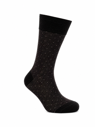 Weweus Erkek Bambu Puantiyeli Uzun Çorap 975 Siyah-Gri