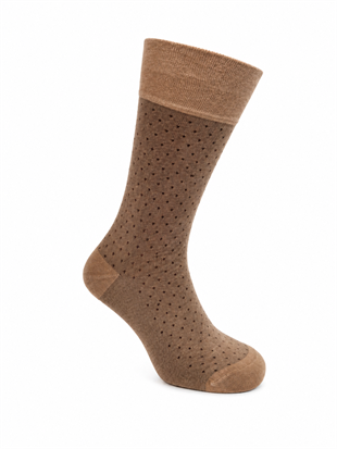 Weweus Erkek Bambu Puantiyeli Uzun Çorap 975 Bej-Kahverengi