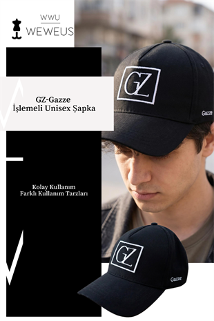 WeWeus Gazze GZ İşlemeli Siyah Spor Unisex Kadın Erkek Şapka