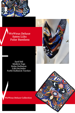 WeWeus Geometrik Desen Lüks Saten Bandana Fular