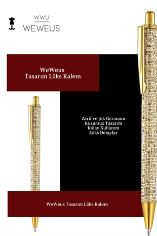 WeWeus Gold Altın Sarısı Pullu Lüks Tükenmez Kalem