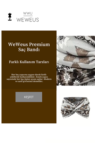 WeWeus Gri Baklava Desen Premium Kadın Saç Bandı