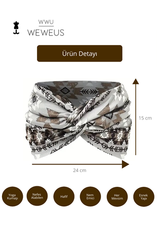 WeWeus Gri Baklava Desen Premium Kadın Saç Bandı
