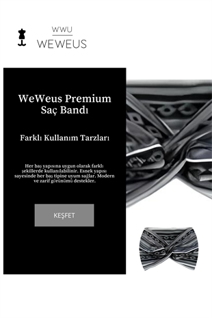 WeWeus Gri Beyaz Zikzak Desen Premium Kadın Saç Bandı