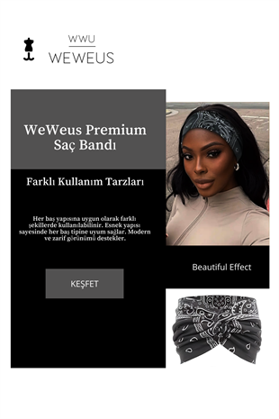 WeWeus Gri Damla Desen  Kadın Saç Bandı