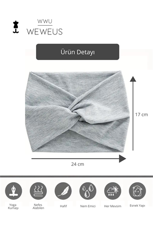 WeWeus Gri Melanj Premium Kadın Saç Bandı