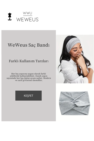 WeWeus Gri Melanj Premium Kadın Saç Bandı