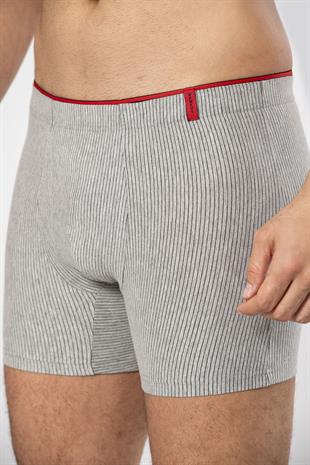 Weweus Gri Pamuk Elastan Çizgili Boxer 14921