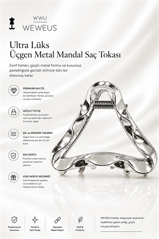 WeWeus Gri Üçgen Metal Mandal Premium Toka