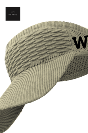 WeWeus Kadın Açık Fıstık Yeşili W Nakışlı Uv Korumalı Tenis Golf Vizör Yazlık Şapka