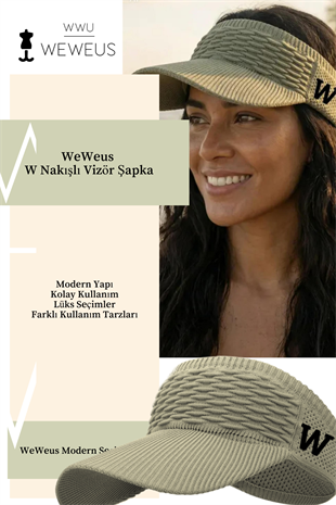 WeWeus Kadın Açık Fıstık Yeşili W Nakışlı Uv Korumalı Tenis Golf Vizör Yazlık Şapka