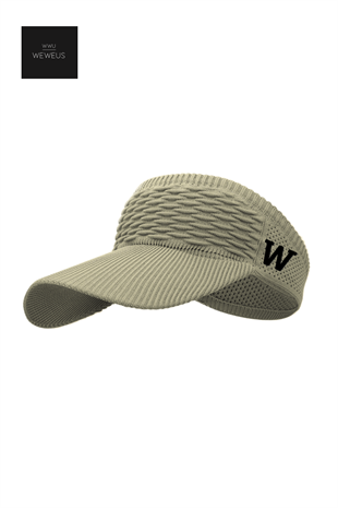 WeWeus Kadın Açık Fıstık Yeşili W Nakışlı Uv Korumalı Tenis Golf Vizör Yazlık Şapka