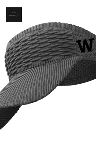 WeWeus Kadın Açık Gri W Nakışlı Uv Korumalı Tenis Golf Vizör Yazlık Şapka