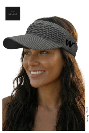 WeWeus Kadın Açık Gri W Nakışlı Uv Korumalı Tenis Golf Vizör Yazlık Şapka