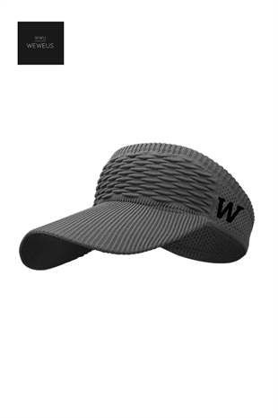 WeWeus Kadın Açık Gri W Nakışlı Uv Korumalı Tenis Golf Vizör Yazlık Şapka