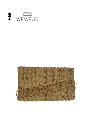 WeWeus Kadın Bej Renk El  Yapımı Hasır Çanta