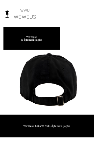 WeWeus Unisex Kadın Beyaz W İşlemeli Siyah Lüks Spor Şapka