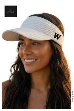 WeWeus Kadın Beyaz W Nakışlı Uv Korumalı Tenis Golf Vizör Yazlık Şapka