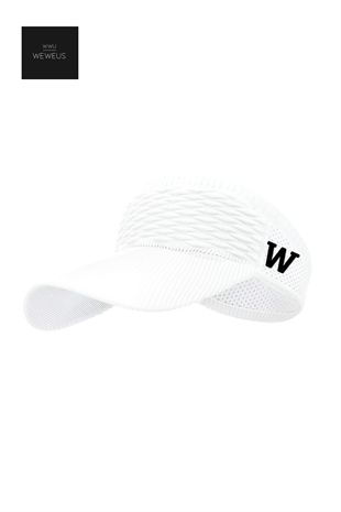 WeWeus Kadın Beyaz W Nakışlı Uv Korumalı Tenis Golf Vizör Yazlık Şapka