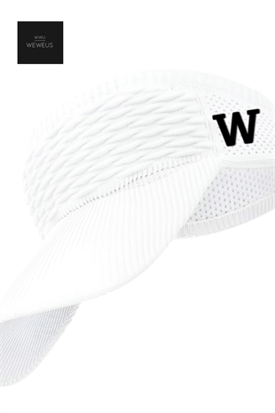 WeWeus Kadın Beyaz W Nakışlı Uv Korumalı Tenis Golf Vizör Yazlık Şapka