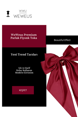 WeWeus Kadın Bordo Parlak Fiyonk Kurdela Uzun Lüks Toka