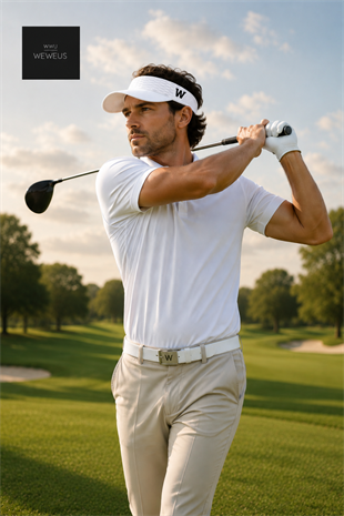WeWeus Kadın Beyaz W Nakışlı Uv Korumalı Tenis Golf Vizör Yazlık Şapka