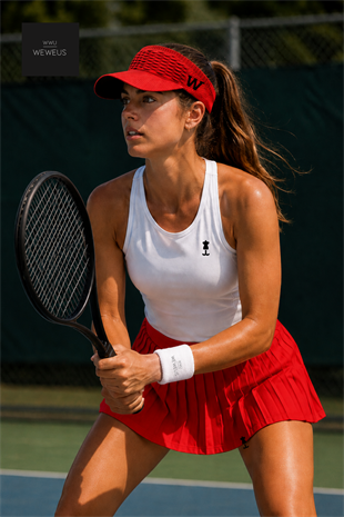 WeWeus Kadın Erkek Unisex Kırmızı W Nakışlı Uv Korumalı Tenis Golf Vizör Yazlık Şapka
