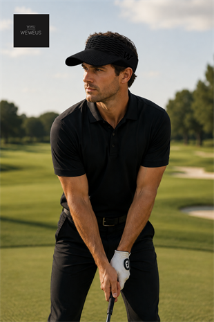 WeWeus Kadın Siyah W Nakışlı Uv Korumalı Tenis Golf Vizör Yazlık Şapka