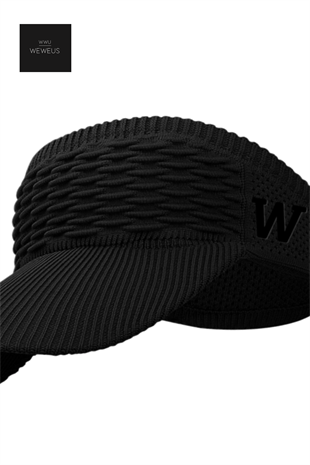WeWeus Kadın Siyah W Nakışlı Uv Korumalı Tenis Golf Vizör Yazlık Şapka