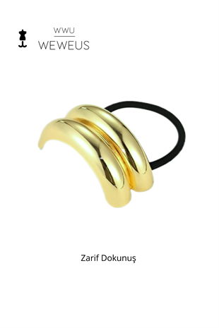 WeWeus Kadın Gold Altın Renk Çift Şerit Lastikli Toka