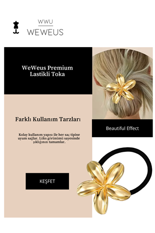 WeWeus Kadın Gold Altın Renk Parlak Çiçek Lastikli Toka