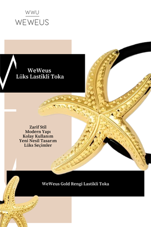 WeWeus Kadın Gold Altın Renk Parlak Deniz Yıldızı Lastikli Toka
