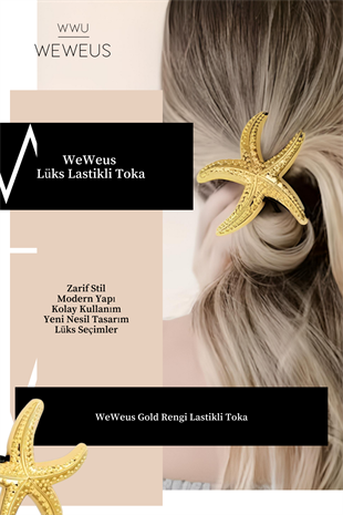 WeWeus Kadın Gold Altın Renk Parlak Deniz Yıldızı Lastikli Toka