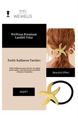 WeWeus Kadın Gold Altın Renk Parlak Deniz Yıldızı Lastikli Toka