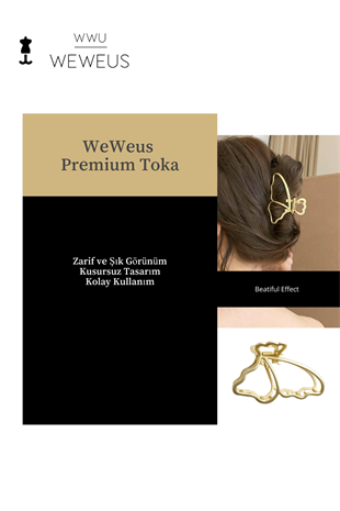 WeWeus Kadın Gold Altın Renk Parlak Kelebek Premium Toka