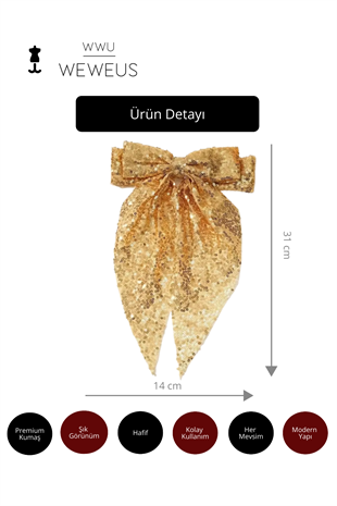 WeWeus Kadın Gold Sarı Pullu Fiyonk Toka