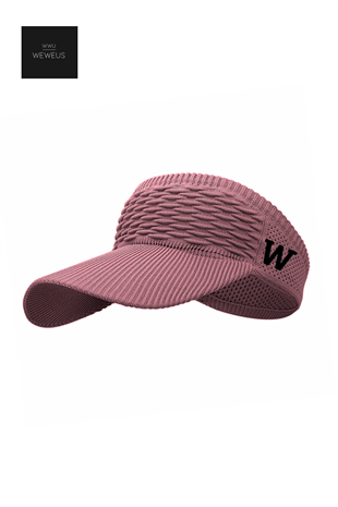WeWeus Kadın Gül Kurusu W Nakışlı Uv Korumalı Tenis Golf Vizör Yazlık Şapka