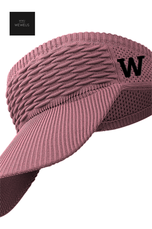 WeWeus Kadın Gül Kurusu W Nakışlı Uv Korumalı Tenis Golf Vizör Yazlık Şapka