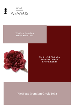 WeWeus Kadın Hawai Stili Bordo Çiçek Premium Toka